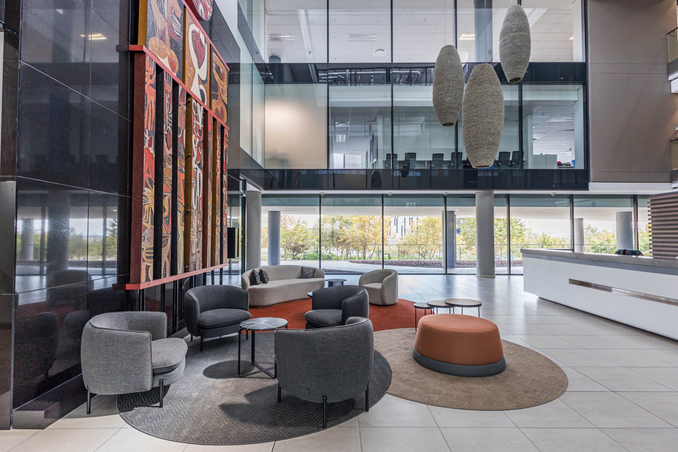 The interior of a large office space in Midrand, showing modern furniture and natural light