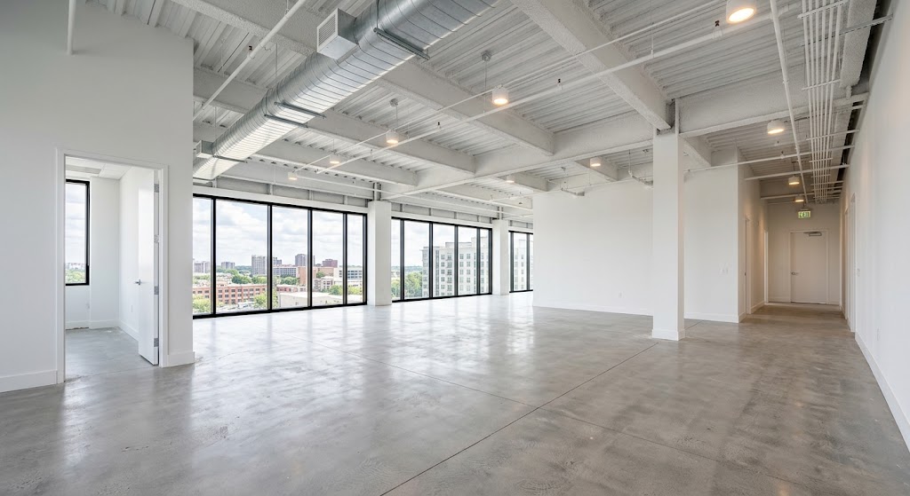 A fit out interior, showing an office ready for a tenant installation allowance